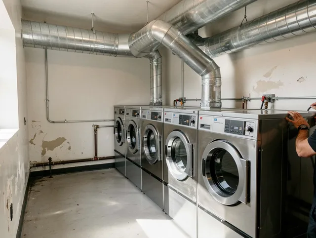 La Crescenta-Montrose Dryer Vent Cleaning team performing large-scale commercial dryer vent cleaning in La Crescenta-Montrose