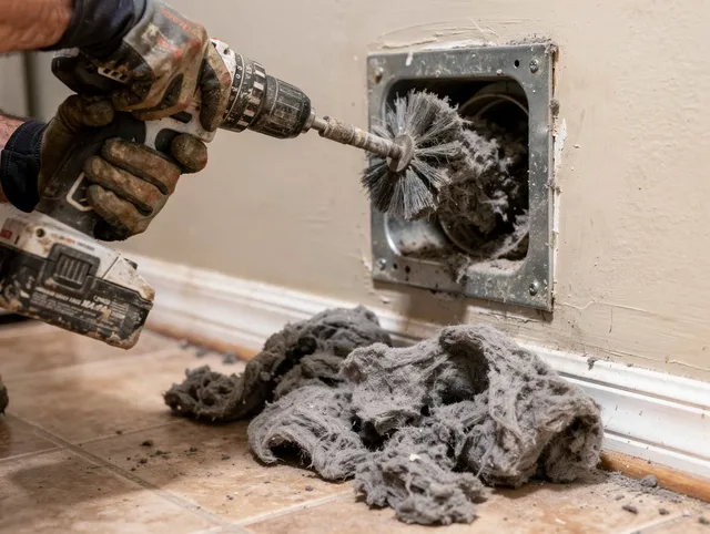 Certified La Crescenta-Montrose Dryer Vent Cleaning technician performing dryer vent cleaning in La Crescenta-Montrose